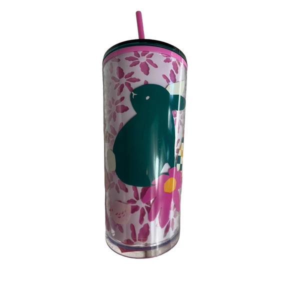 Starbucks 2023 Easter Spring Pink Mod Bunny Floral Tumbler 16oz Grande Cup NWT - Picture 7 of 12